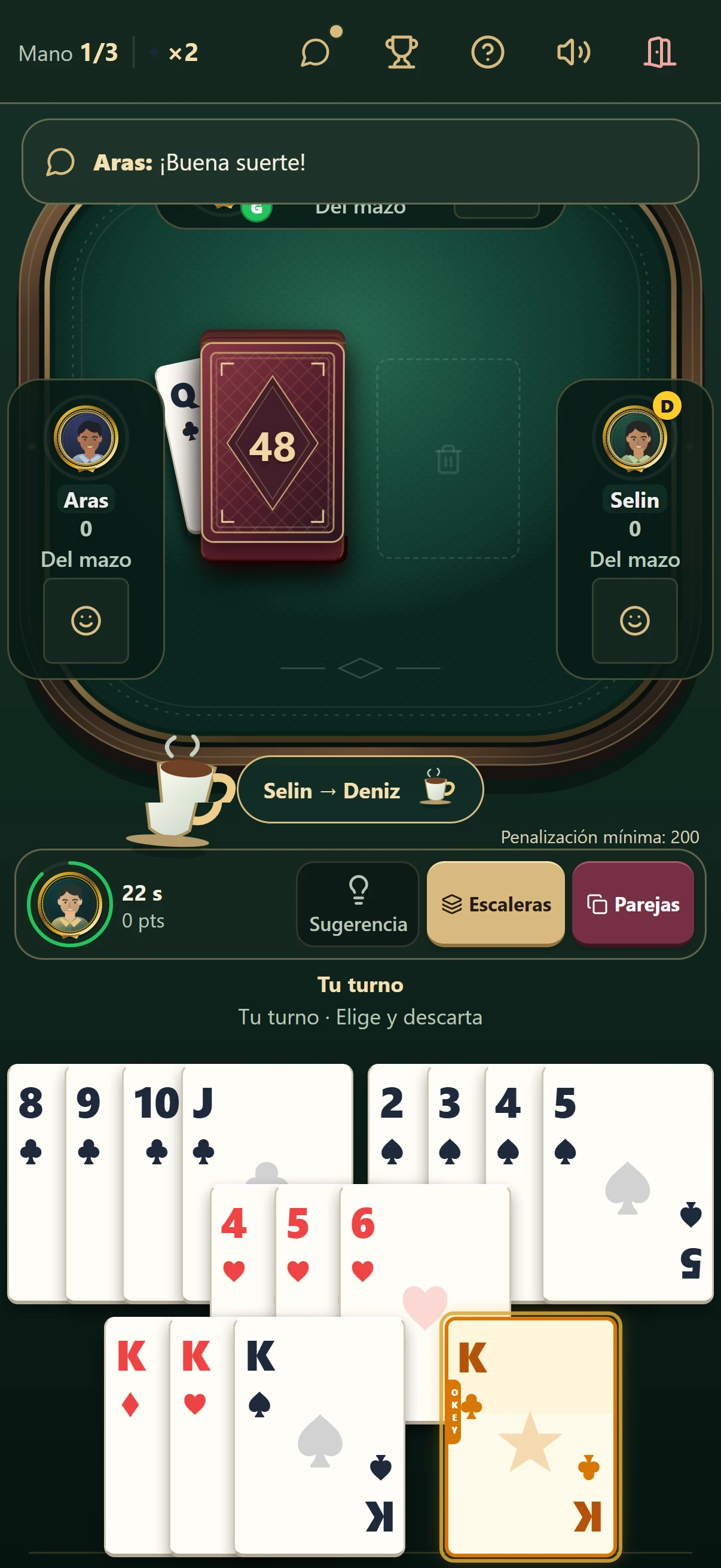 Chat de mesa y reacción de té en la aplicación Super 51